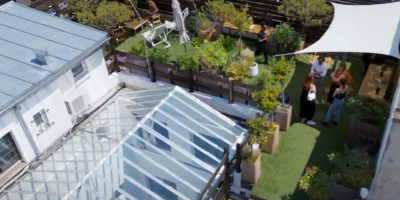 Vue drone du Rooftop avec vue sur le verrière